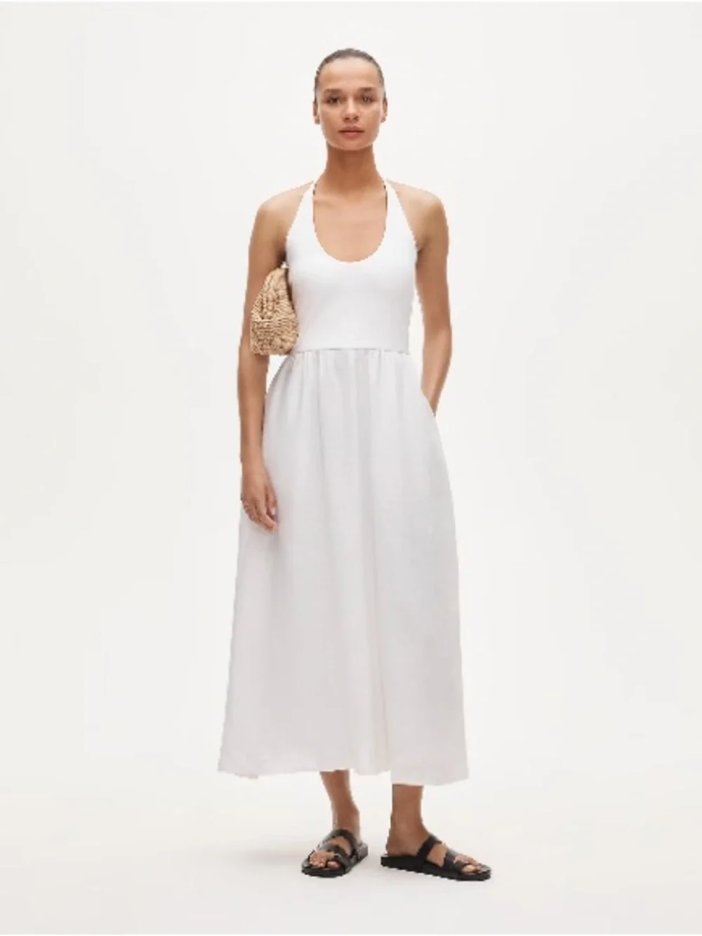 J. CREW Women's White Halter Maxi Dress Linen/Cotton NWT